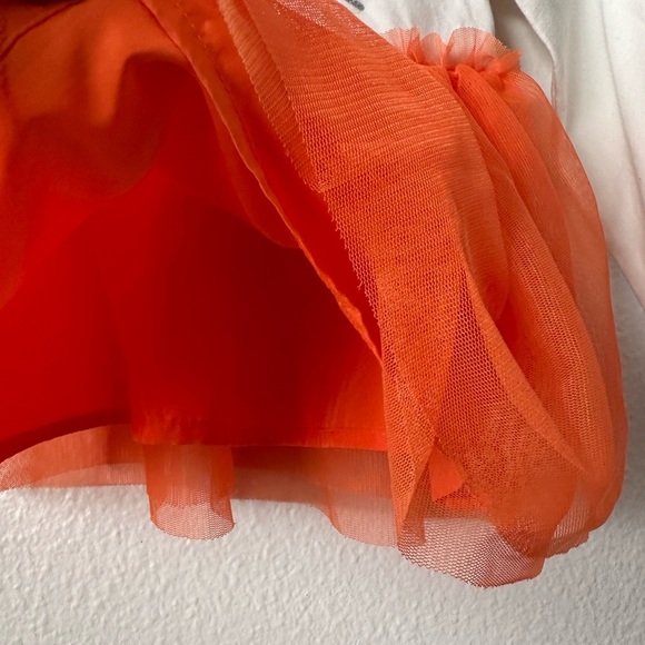 CAT & JACK Orange & Off White Long Sleeves Size 3 Tulle Dress Brand New - Picture 3 of 4